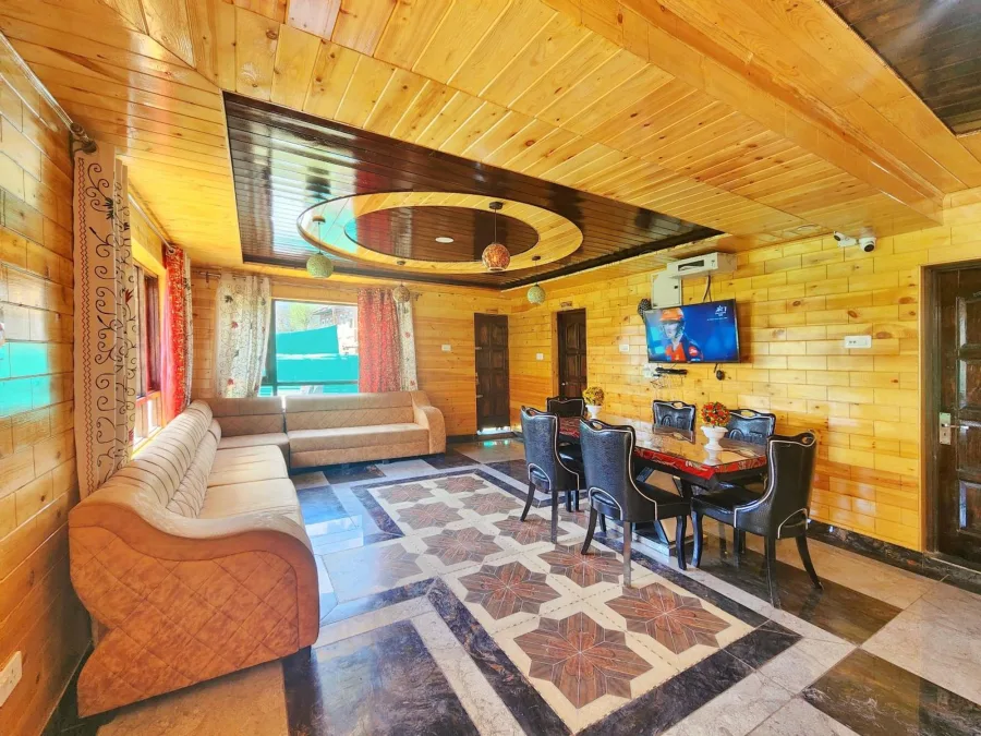 Lounge and dining area at Hotel Seven Pahalgam